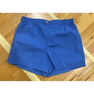 Mens Blue Relaxed Fit Elastic Waist Drawstring Shorts with Metal Buckle Detail